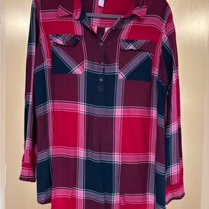 Isabel Maternity Plaid Button Front Tunic Top | Wear Pregnant or Not